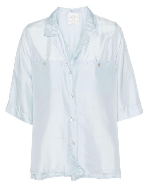 Forte Forte Blue Habotai Silk Half Sleeves Shirt