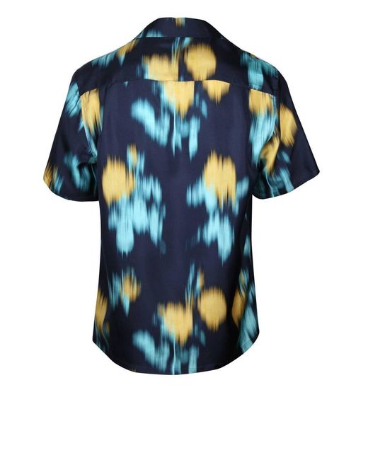 Lanvin Blue Silk Shirt With Bowling Print for men