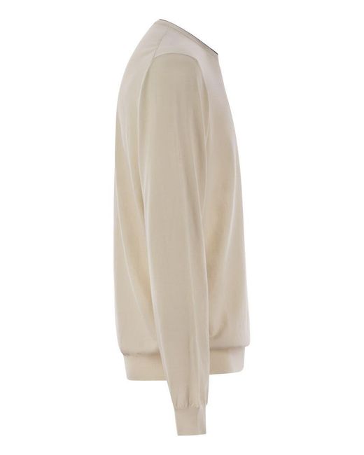 Fay Natural Cotton Crew-Neck Jumper for men