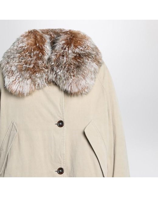 Prada Natural Rope-Coloured Puffer Jacket With Collar