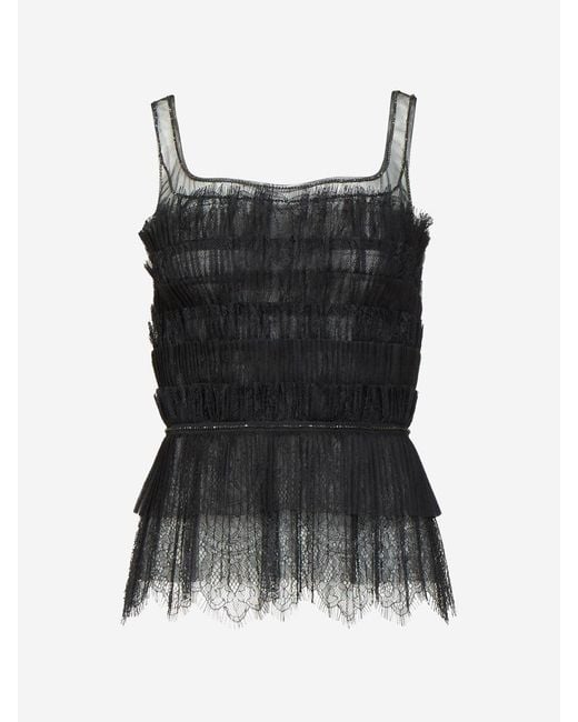 Costarellos Black Karis Lace Top