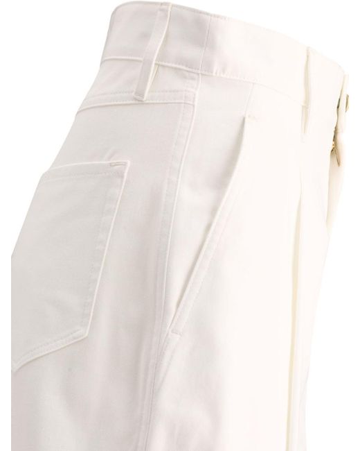 Max Mara White "Vincent" Wide-Fit Cotton Gabardine Trousers