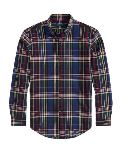 Polo Ralph Lauren Blue Plaid Button-Up Shirt With Traditional Collar for men