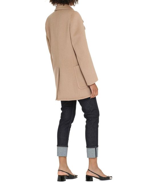 Stella McCartney Natural Double-breasted Wool Coat