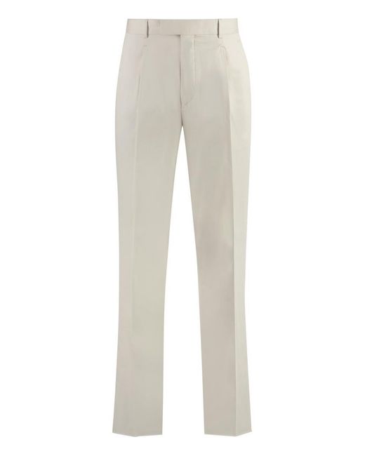 Zegna Gray Stretch Cotton Chino Trousers for men