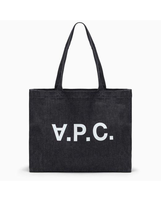 A.P.C. Black Denim Daniela Shopping Bag for men