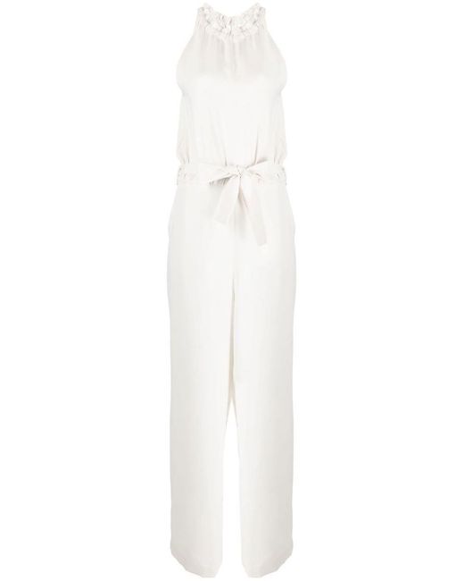 P.A.R.O.S.H. White Sleeveless Wide-leg Jumpsuit