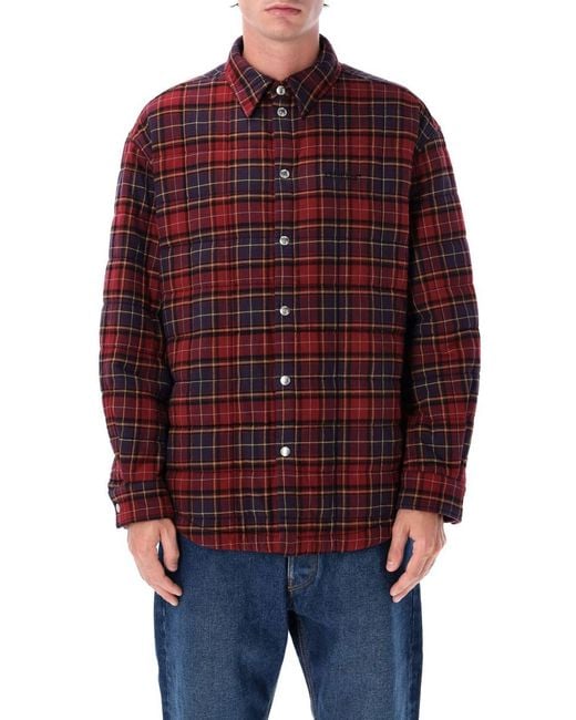 Off-White c/o Virgil Abloh Red Padded Check Cotton Shirt Jacket With Logo for men