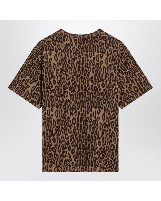 6397 Brown Seamed Perfect Leopard-Print T-Shirt