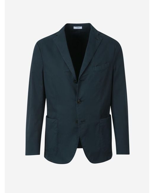 Boglioli Blue Plain Cotton Blazer for men
