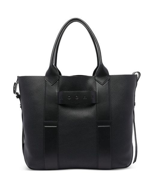 Hogan Black Medium "Script Shopping" Bag By