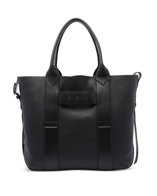 Hogan Black Medium "Script Shopping" Bag By