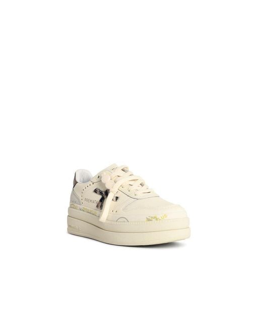 Premiata Natural 'Micol' Ivory Leather Blend Sneakers