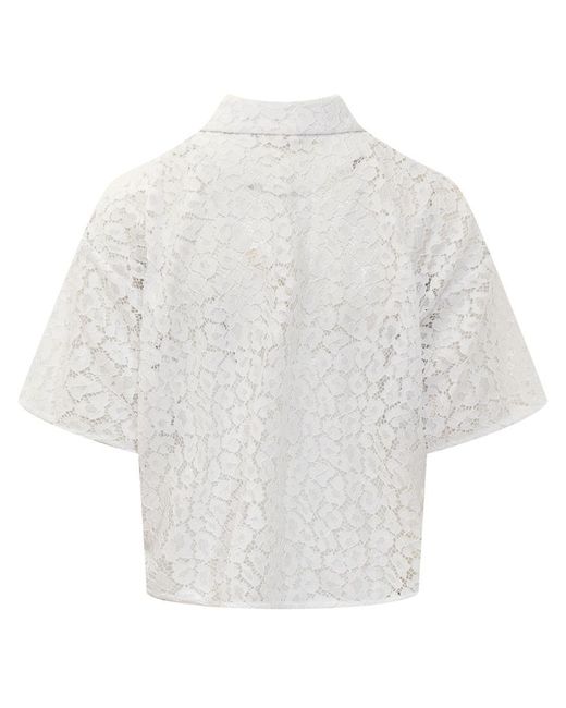 Michael Kors White Michael Lace Crop Dwn Shirt