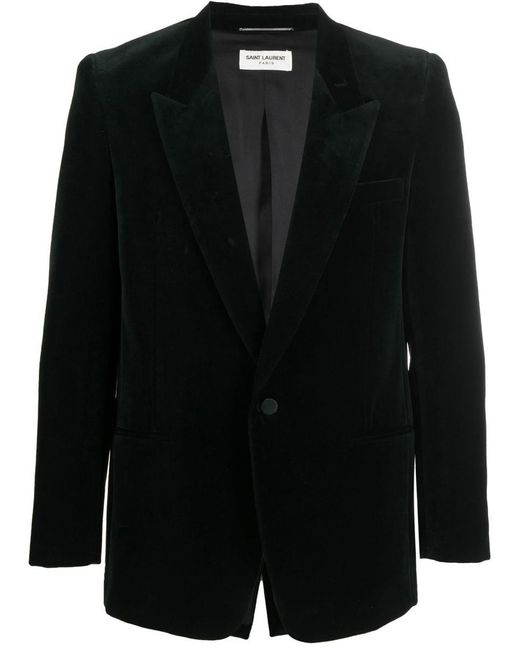 Saint Laurent Black Single-breasted Velvet Jacket for men