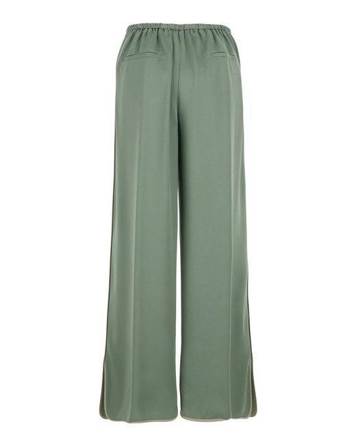 Forte Forte Green Pants With Rear Elastic Waist And Wide Leg