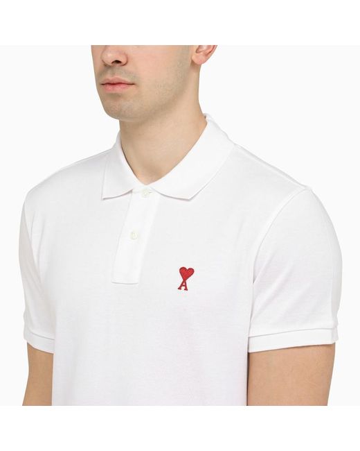 AMI White Ami De Coeur Polo Shirt for men
