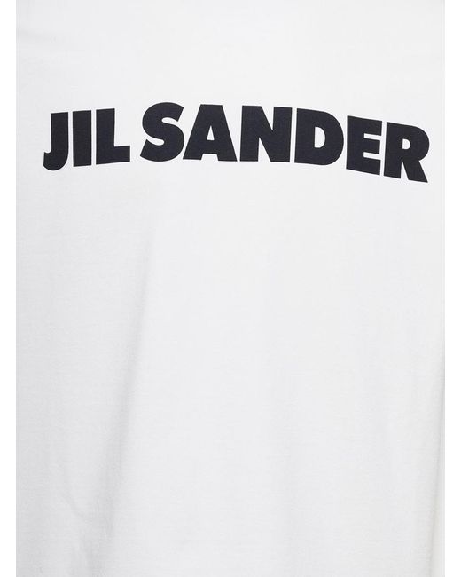 Jil Sander White Crewneck Sweatshirt With Contrasting Logo Print for men