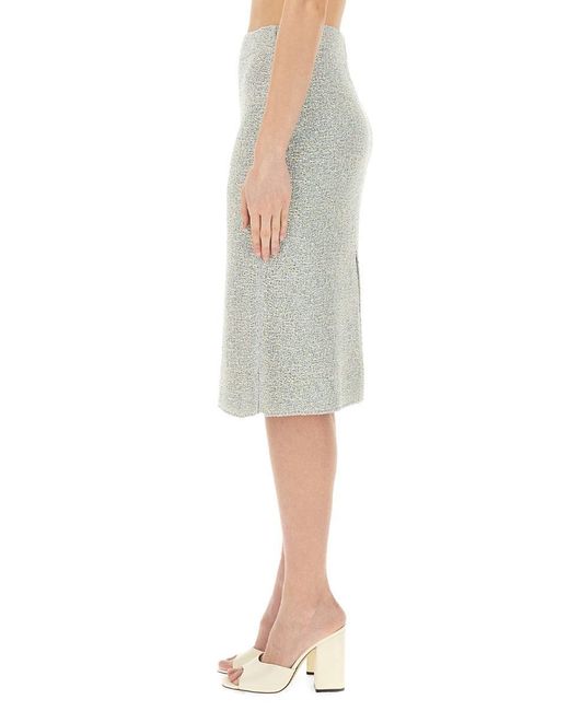Fabiana Filippi Green Textured Tweed Midi Skirt