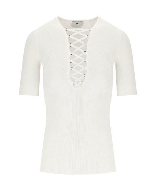 Elisabetta Franchi White Ivory Knitted Top
