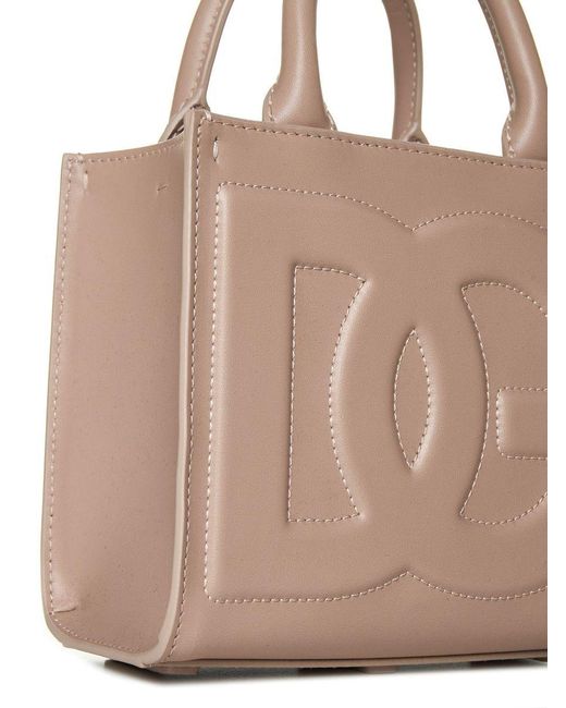 Dolce & Gabbana Pink Dg Logo Leather Tote