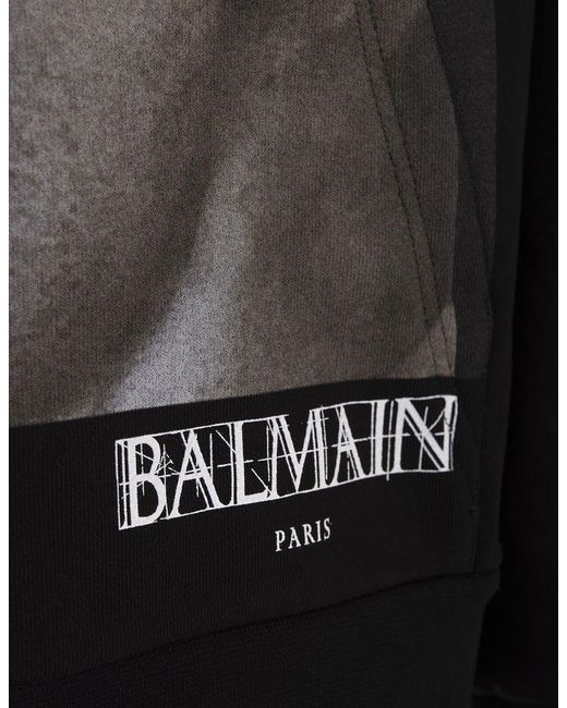 Balmain Black Printed Hoodie for men