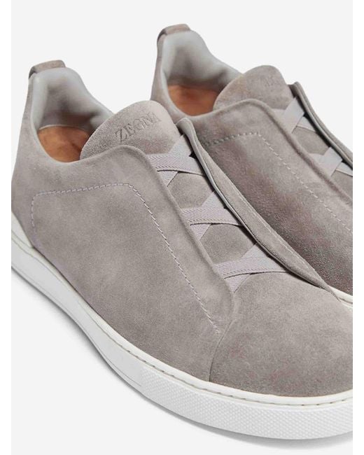 Zegna White Triple Stitch Shoes for men