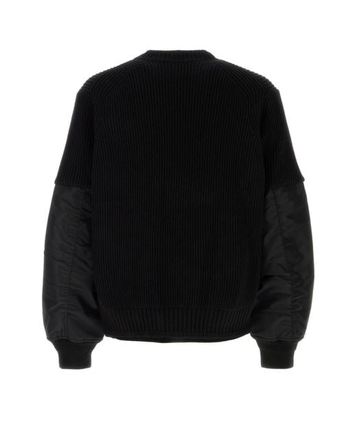 Sacai Gonz Multi Patch Nylon Twill X Knit Sweater in Black