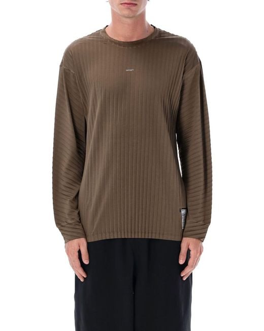 Satisfy Brown Auralite Pleated Long-Sleeve T-Shirt for men