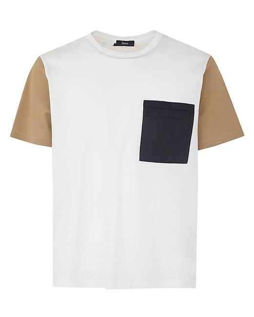 Herno White Colorblock T-Shirt for men