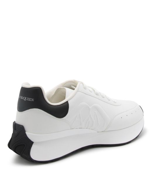 Alexander McQueen White And Black Leather Sprint Sneakers for men