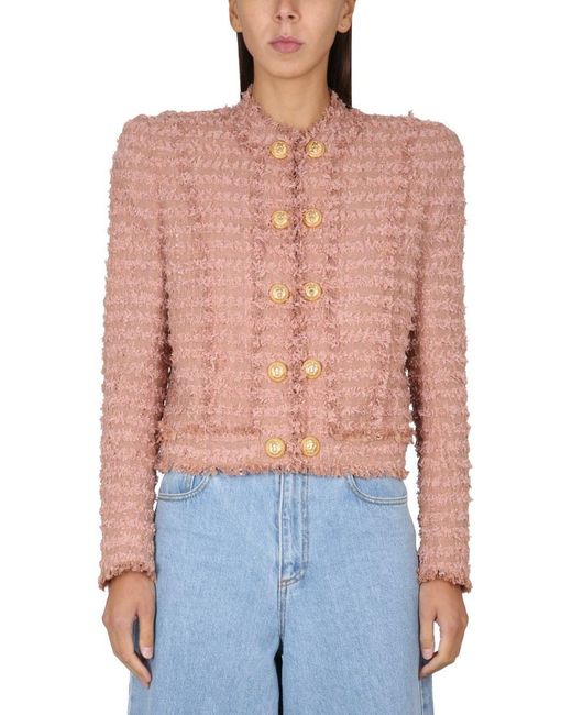 Balmain Jacket With Gold Buttons in Blue Lyst