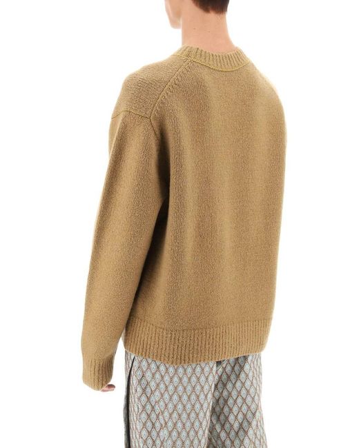 Acne Natural Crew-neck Sweater In Wool And Cotton for men