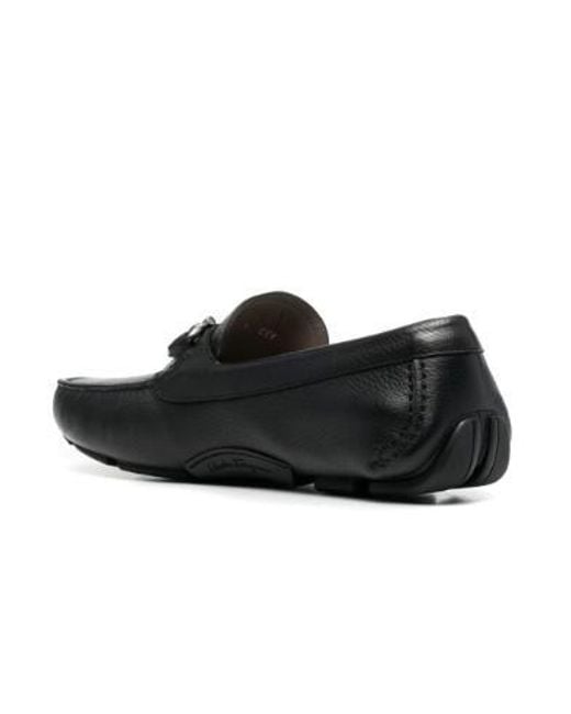 Ferragamo Black Gancini Leather Drivers for men