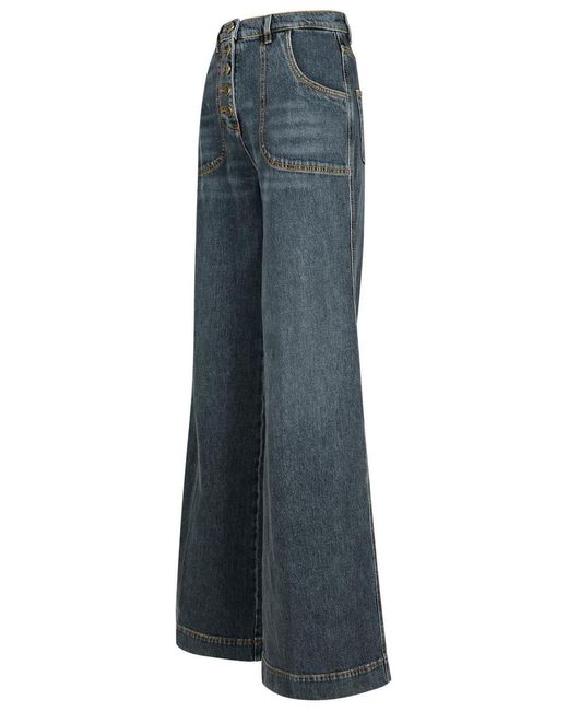 Etro Blue Cotton Jeans