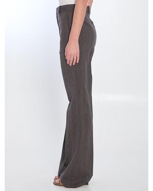 Bottega Veneta Gray Wool Trousers With Thin Stripes