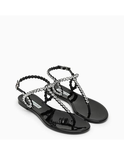Aquazzura Brown Almost Bare Sandal With Crystals