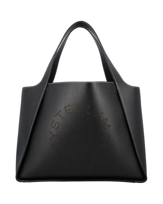 Stella McCartney Black Logo Grainy Alter Mat Tote Bag