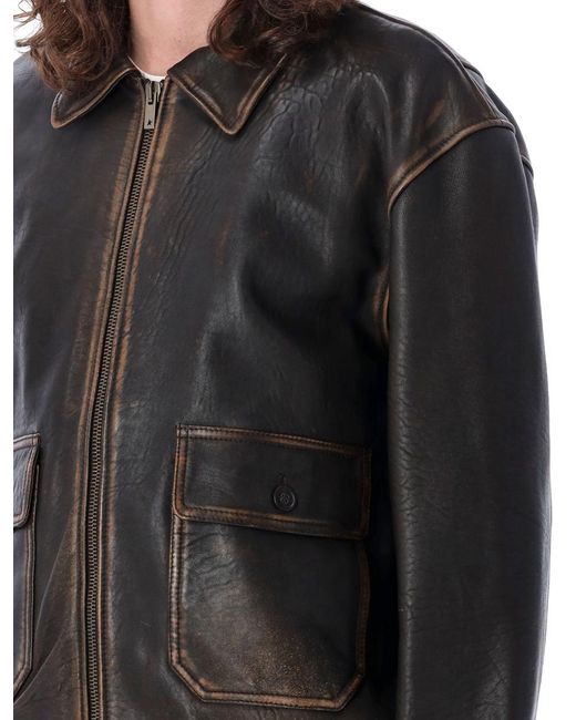 Golden Goose Deluxe Brand Black Bomber Leather Jacket for men
