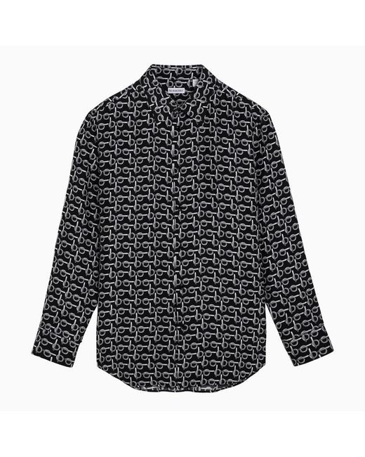 Burberry Black Silk Shirt With B Pattern for men