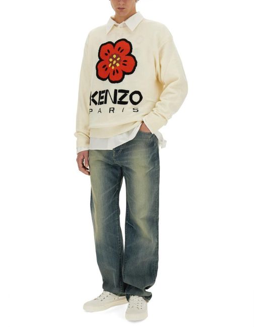 KENZO White Jersey With Embroidery Boke Flower for men