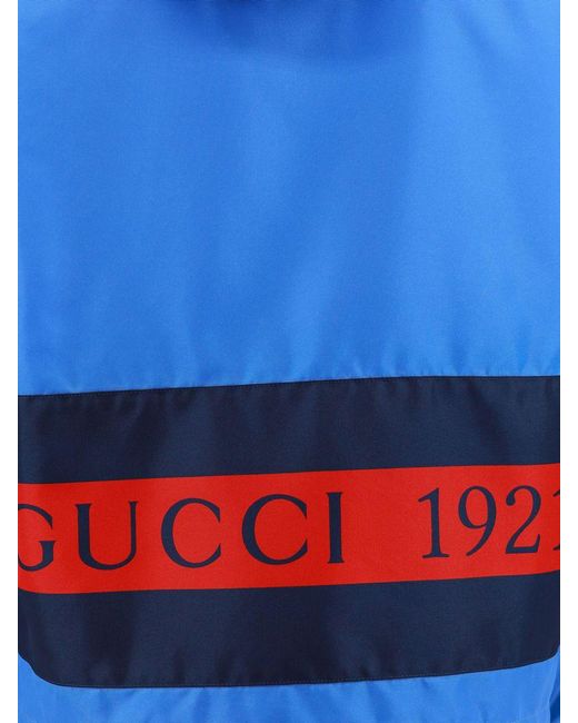 Gucci Blue Hooded Nylon Jacket for men