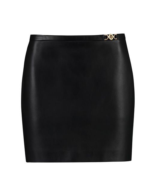 Versace Black Leather Mini Skirt