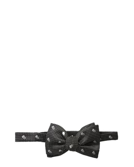 Alexander McQueen Silk Bow Tie Polka Dots Skull in Black (White) for ...