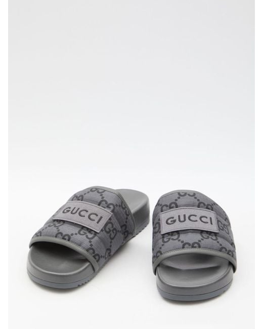 Gucci Black GG Damier Padded Slides for men