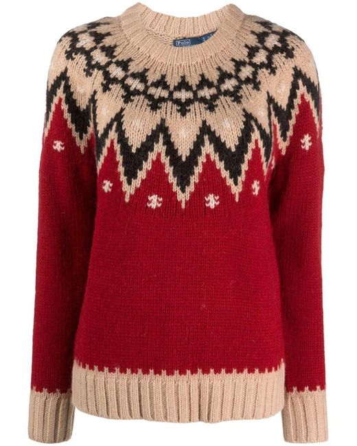 Polo Ralph Lauren Red Fair Isle Knitted Sweater