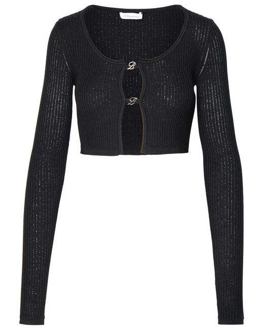 Blumarine Black Viscose Blend Crop Sweater