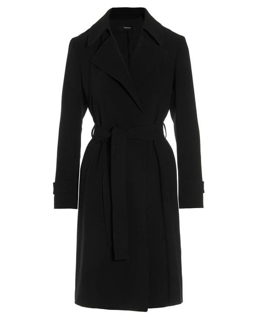 Theory Oaklane Trench Coat in Black | Lyst