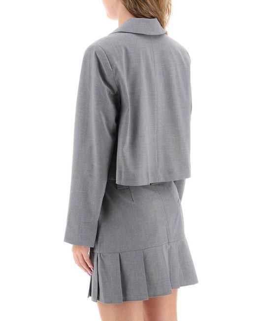Ganni Gray Cropped Single Breasted Jacket