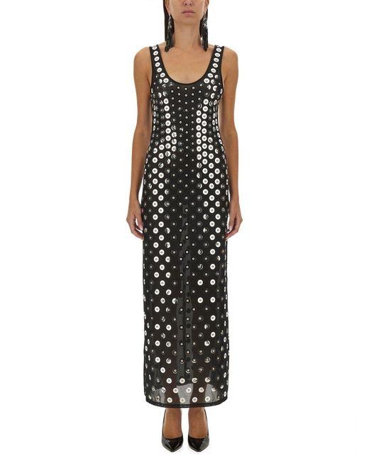 Rabanne Black Embroidered Long Dress